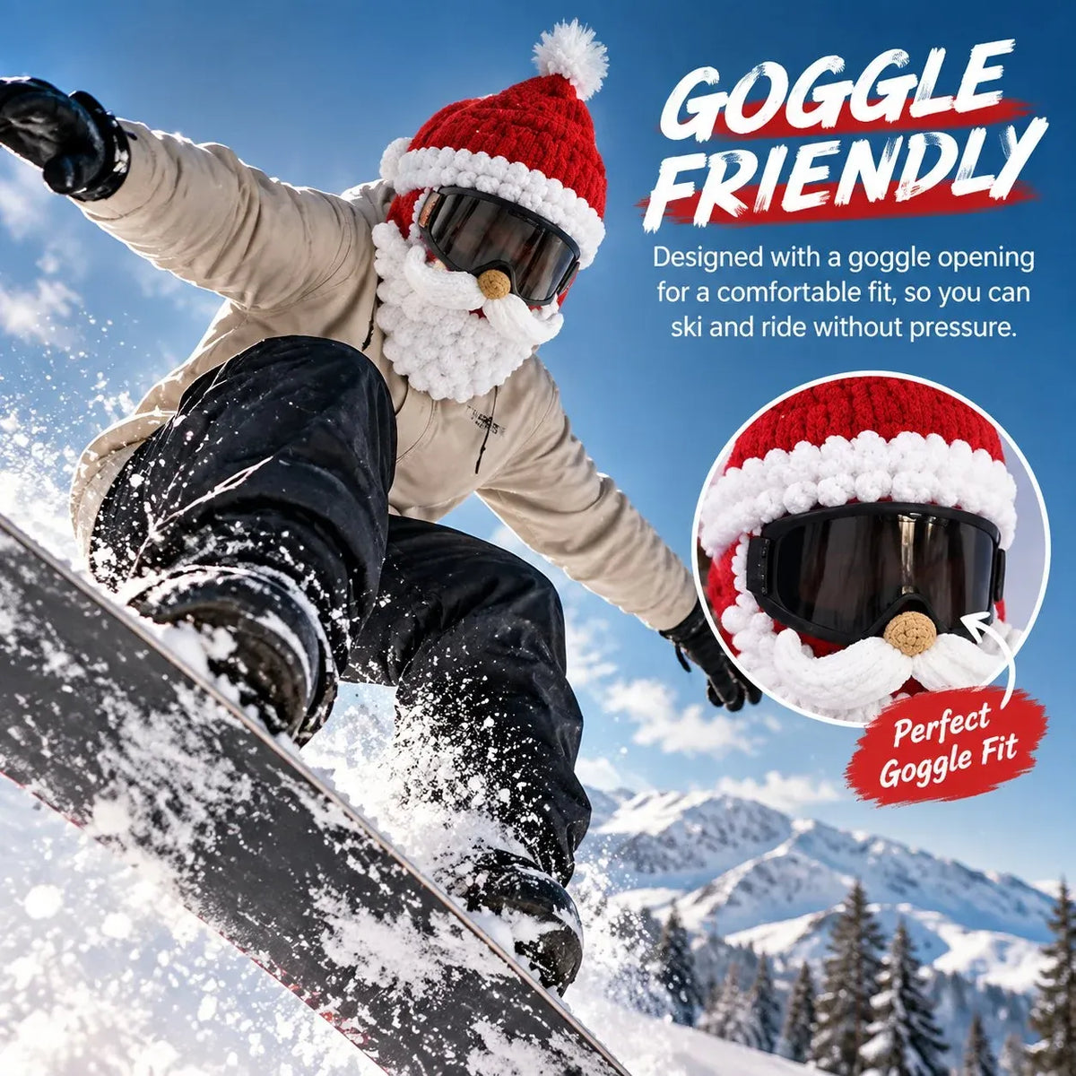 🎅 3D Christmas Knit Ski Mask – Warm Full-Face Cover in 3 Festive Styles