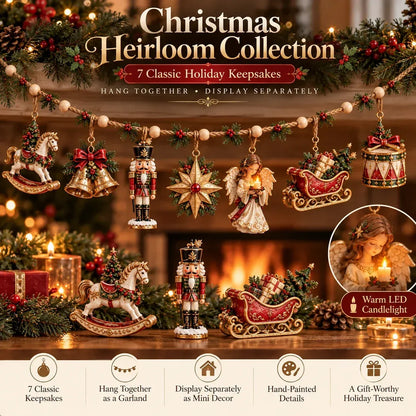🎄 7-Piece Vintage-Style Christmas Garland Set | With Detachable 3D Ornaments