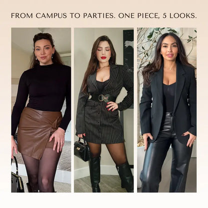 Women's Sheer-Panel Fleece-Lined Tights Bodysuit 🖤