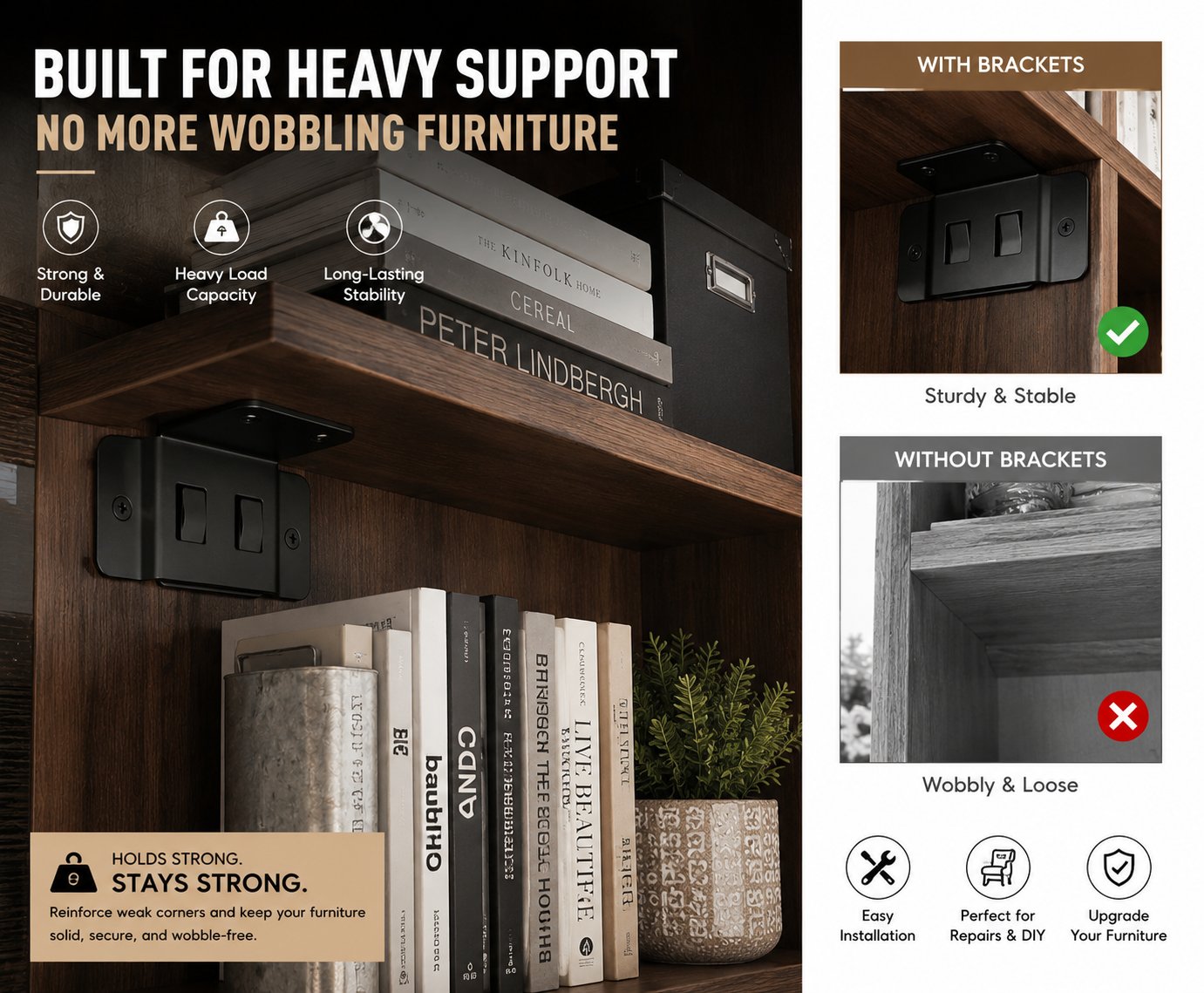 Heavy-Duty Corner Brackets – Quick Fitting L Shape Furniture Joint Braces
