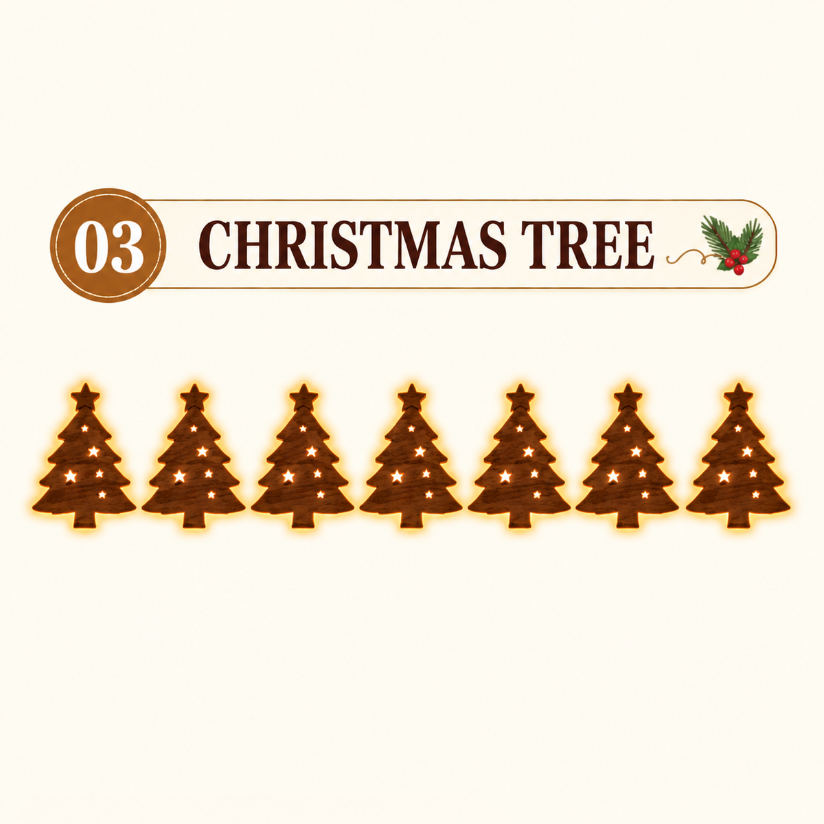 Christmas LED Wall Decorations - Christmas Trees (7 pieces)