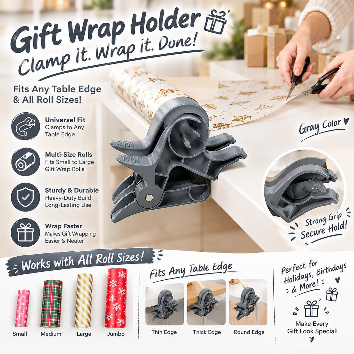 Wrap Buddies Tabletop Gift Wrapping Tool with Tape Dispenser