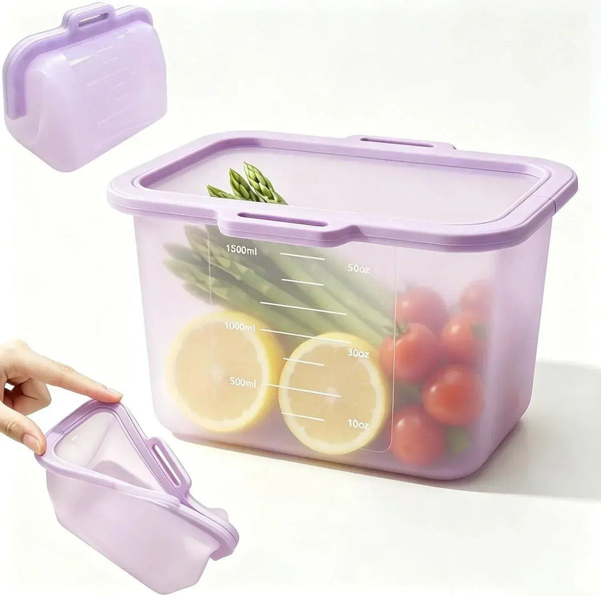 🥬Reusable Silicone Food Storage Bags, Magnetic Seal, 50oz