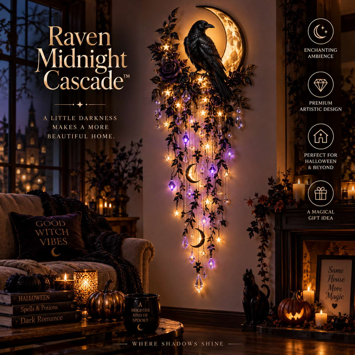 🎃✨ Elegant Halloween Cascade Wall Lights – Spooky Glowing Holiday Decor 👻