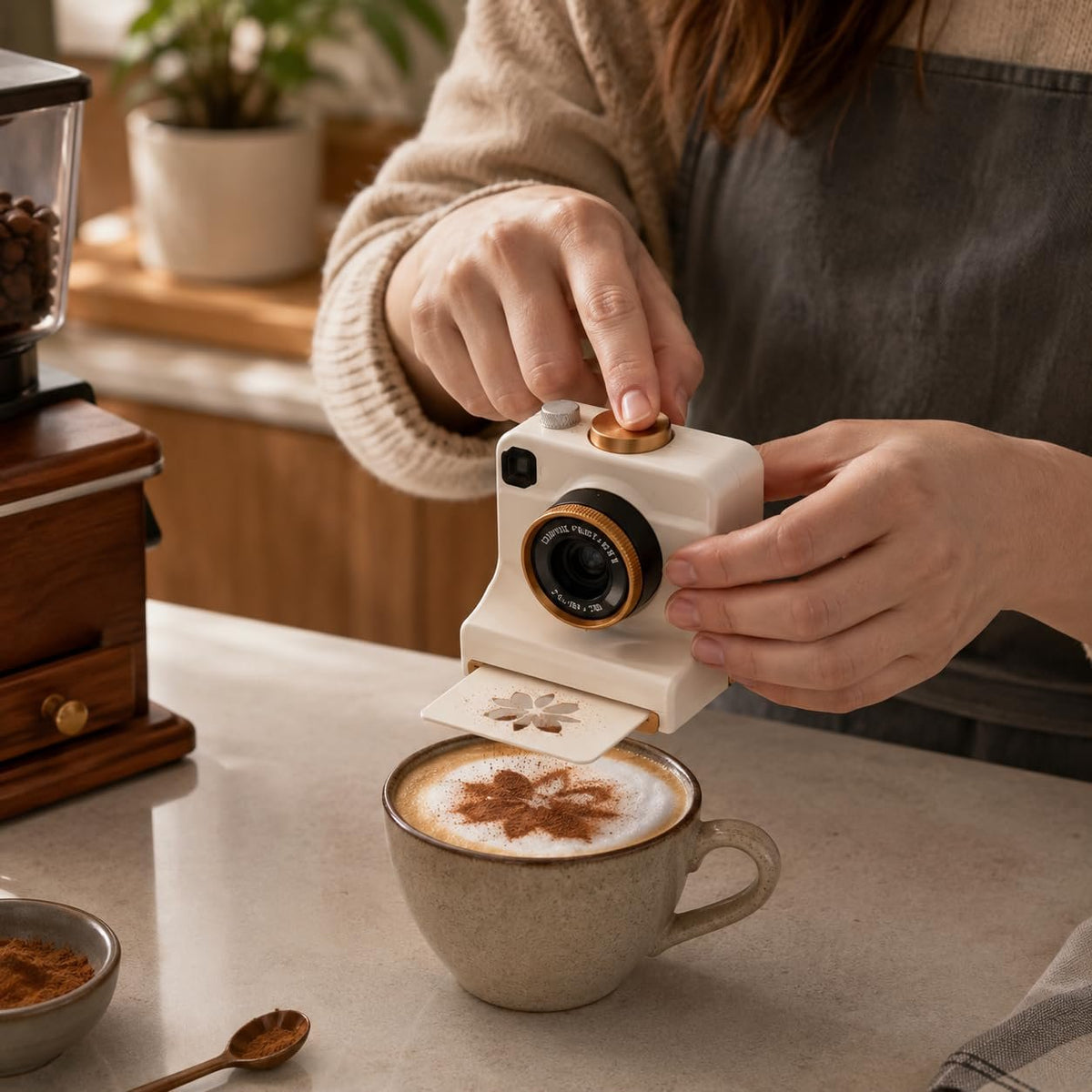 3D Printed Latte Art Camera + 4 Stencil Set