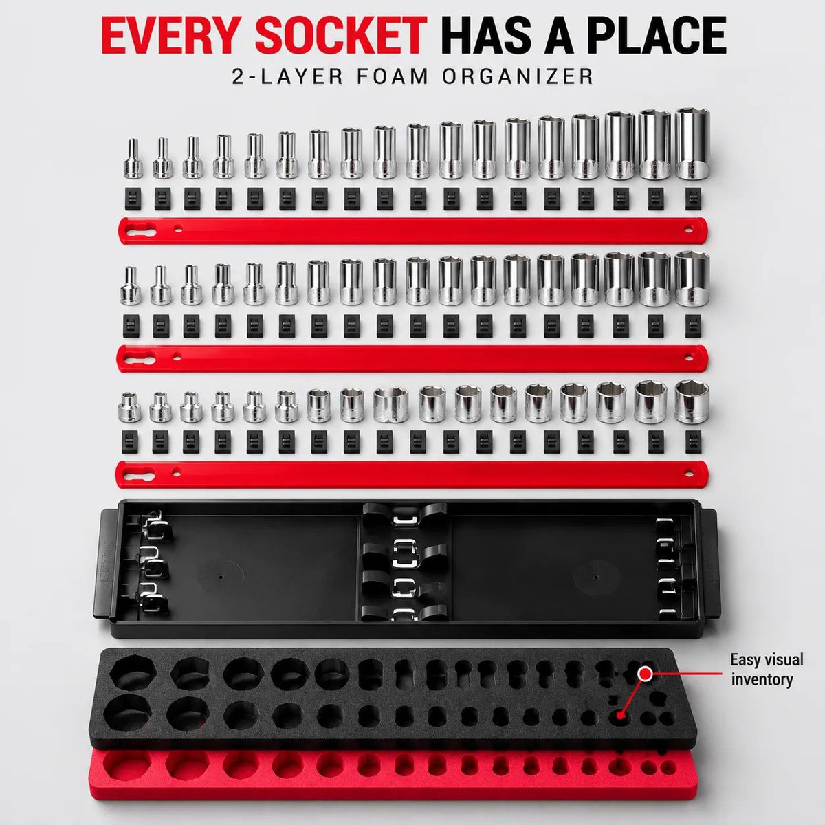 48-Piece 1/4-Inch Drive 6-Point Socket Set with Foam Organizer