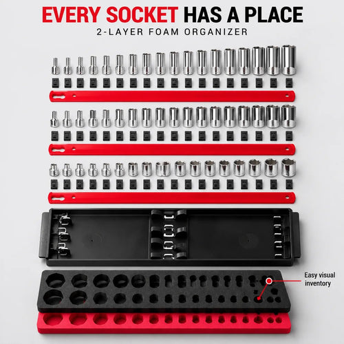 48-Piece 1/4-Inch Drive 6-Point Socket Set with Foam Organizer