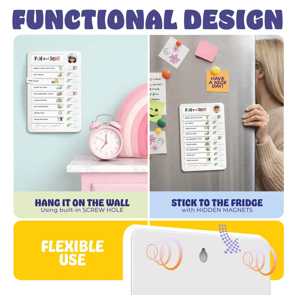 🧲 Kids Visual Routine & Chore Chart – Sliding Checklist with 120 Task Cards
