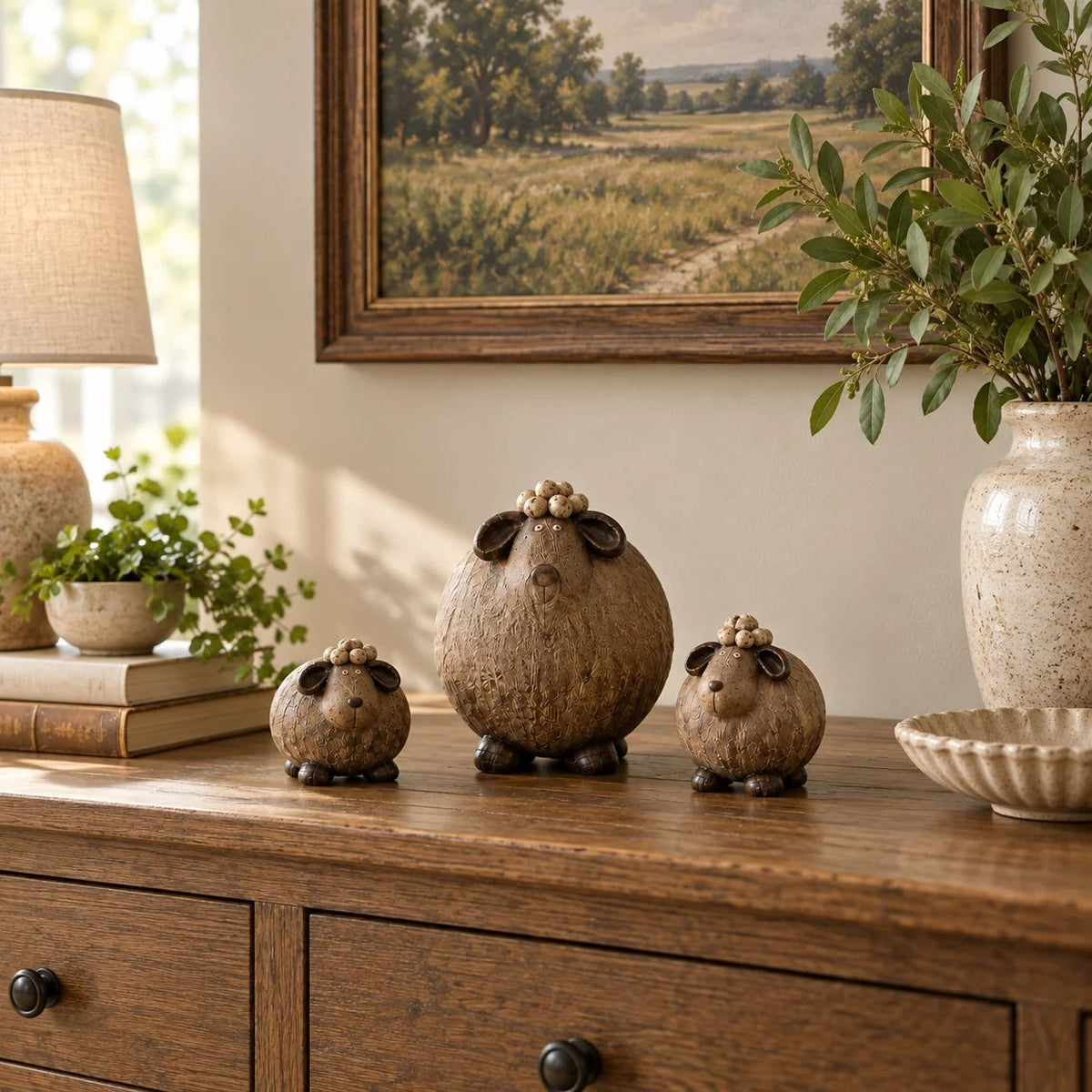 🔥Little Woolly Family™ – Whimsical Rustic Sheep Figurines, Set of 3