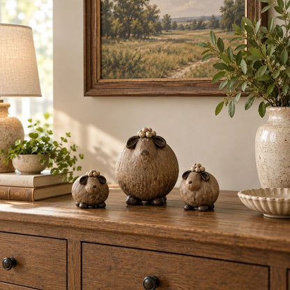 🔥Little Woolly Family™ – Whimsical Rustic Sheep Figurines, Set of 3