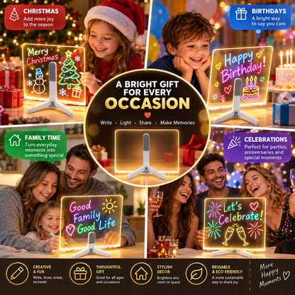 🎨 Reusable Acrylic LED Writing & Drawing Board – 7 Color Pens Included