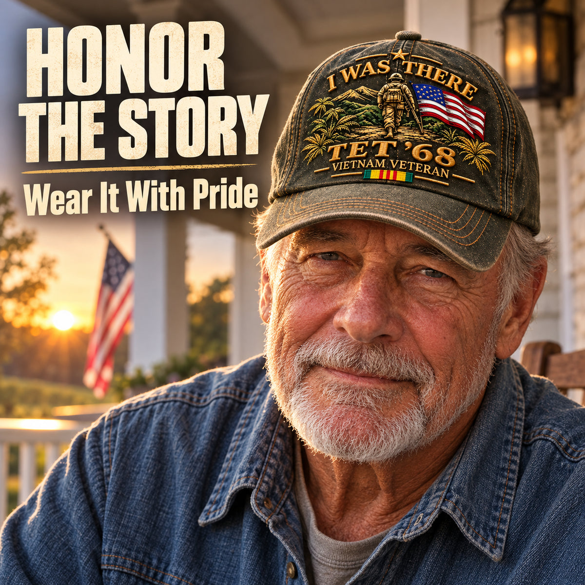 Vietnam Veteran TET ’68 Commemorative Cap – “I Was There” Vintage Military Embroidered Hat