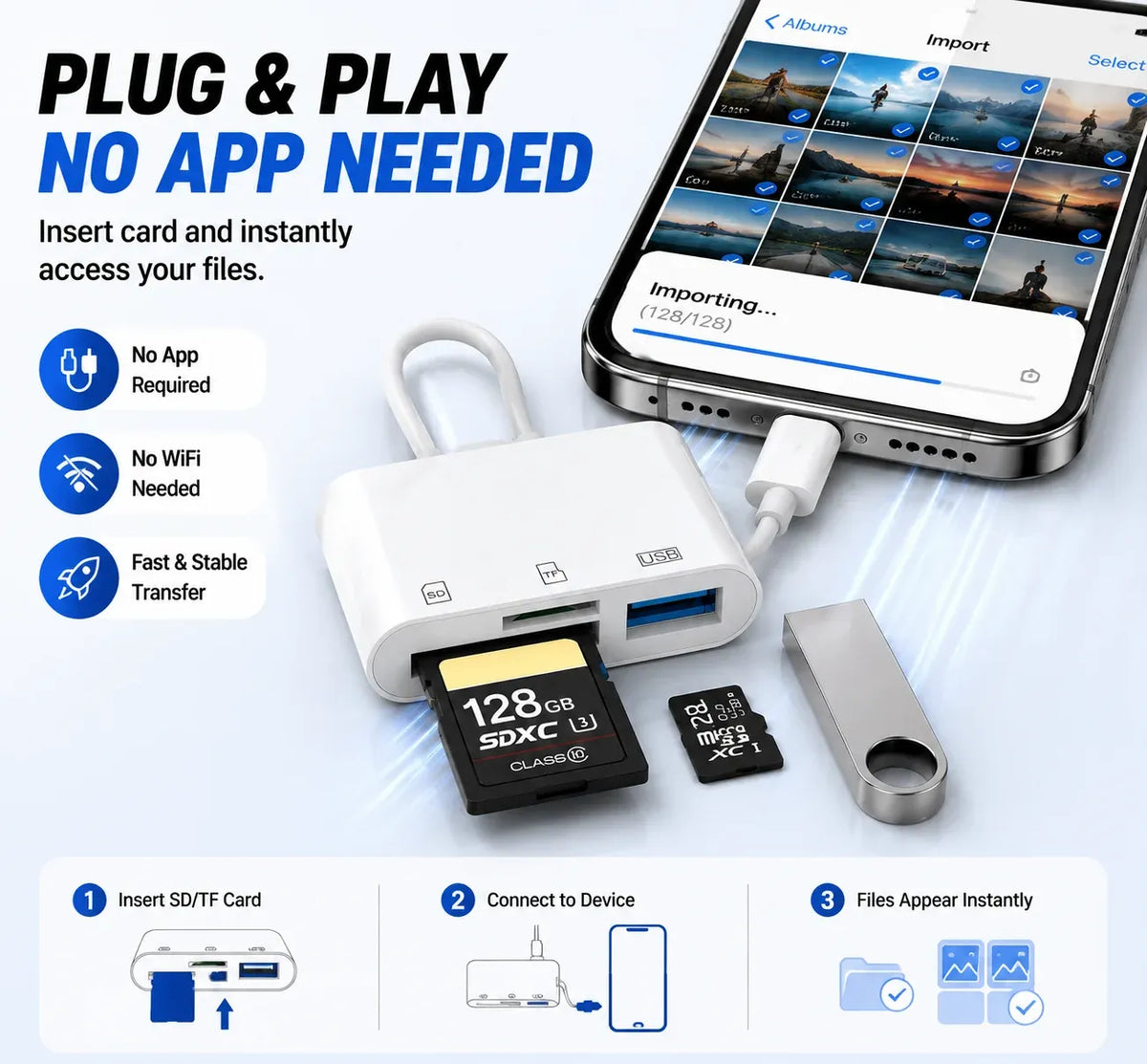 💥 50% discount🔌 5-in-1 SD Card Reader for iPhone & USB-C – Fast Photo & Video Transfer Adapter
