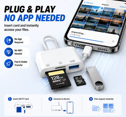 💥 50% discount🔌 5-in-1 SD Card Reader for iPhone & USB-C – Fast Photo & Video Transfer Adapter