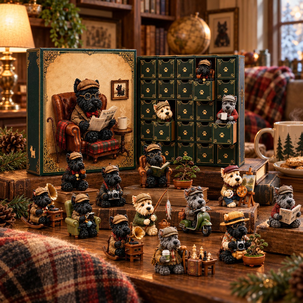 Old Soul Scottie 24-Day Advent Calendar – 24 Adorable Collectible Scottish Terrier Miniatures, Cozy Christmas Countdown Gift for Scottie Lovers & Dog Owners