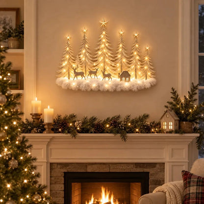 ✨ Step Into a Magical Winter Forest – Lighted Christmas Woodland Wall Decor 🎄