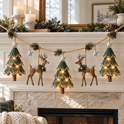 ✨ Enchanted Lighted Woodland Christmas Garland