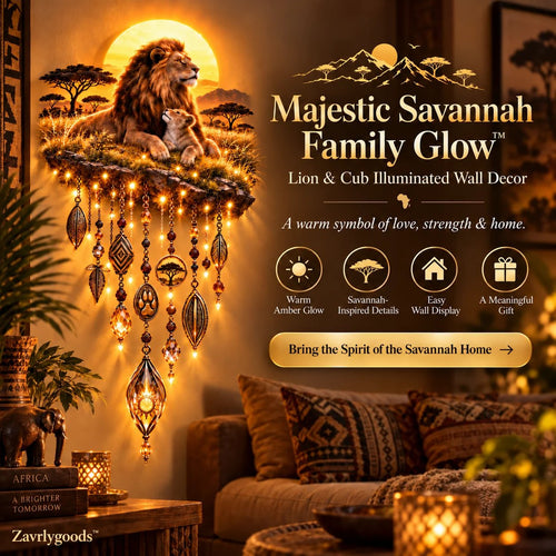 🦁 A Father’s Pride — Lighted Lion & Cub Wall Art
