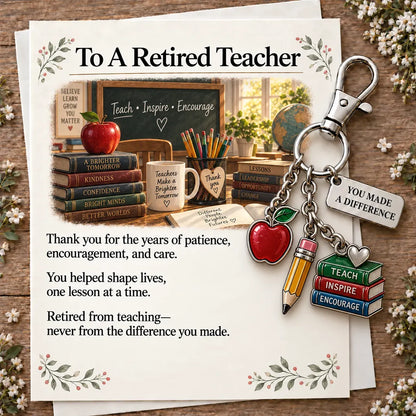 ✨ You Make a Difference Retirement Gift Set – Career Keychain & Matching Card