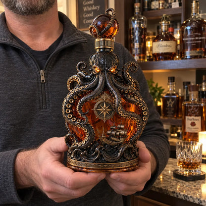 🐙 Kraken-Inspired Whiskey Decanter – Sculpted Nautical Display Bottle