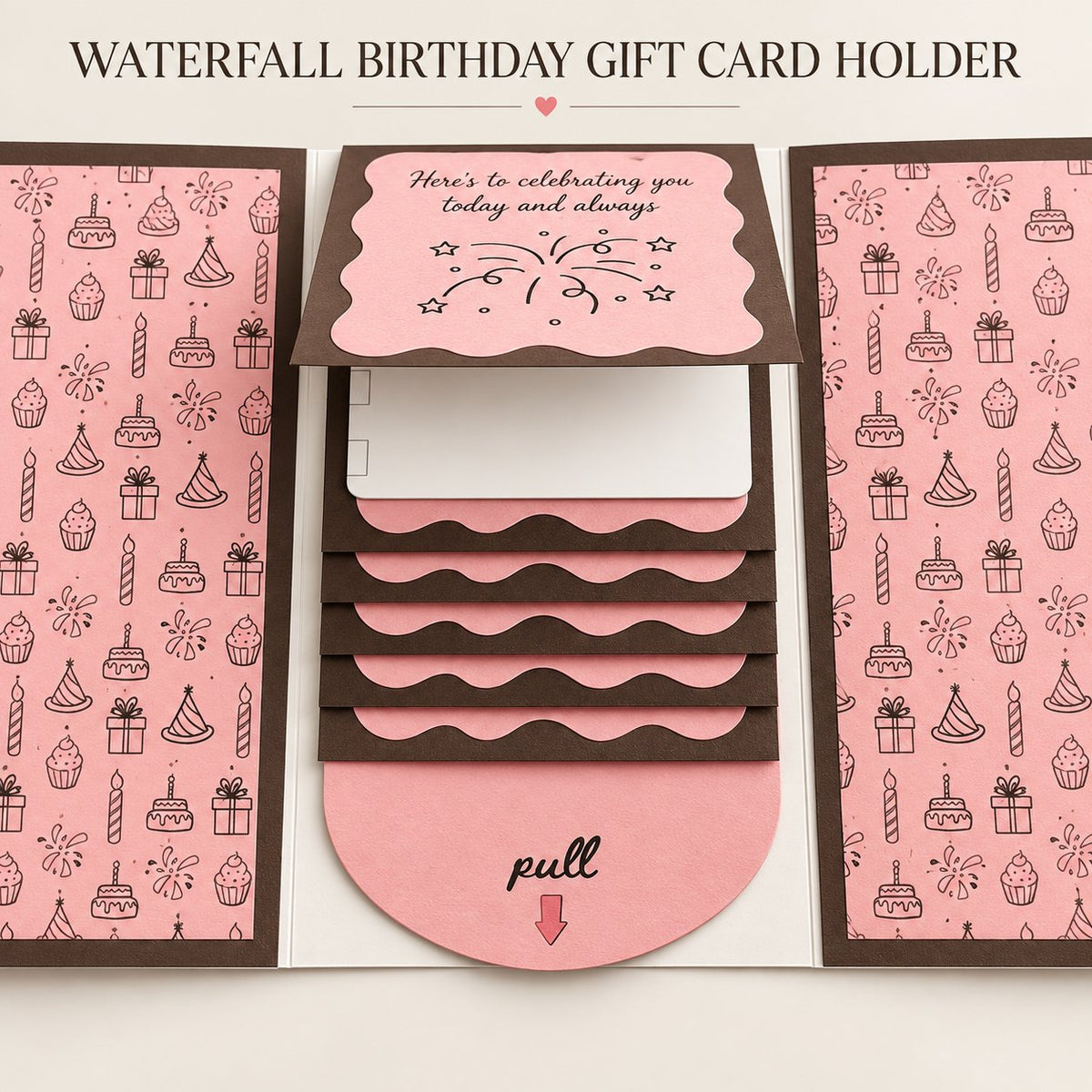 🎄 50% OFF – 4PCS Waterfall Christmas Gift Card Booklet | Fun Pull-Out Surprise 🎁✨