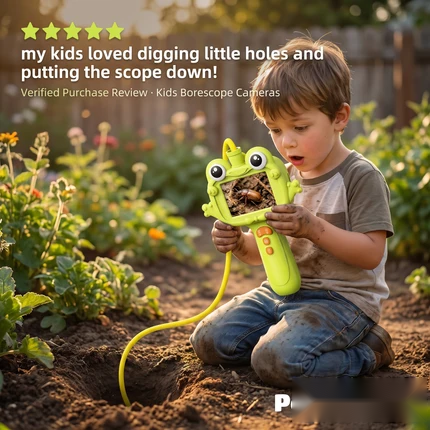 🐸🔍 Kids’ Frog Exploration Camera – 1080P HD, 22-Inch Flexible Probe & LED Lights