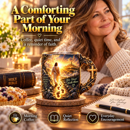Faith-Inspired Heat-Reveal Mug – You Never Walk Alone 🕊️