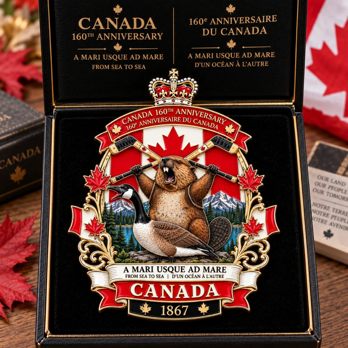 🍁 Canada 160th Anniversary 3D Enamel Tribute Badge – “A Mari Usque Ad Mare” 🇨🇦