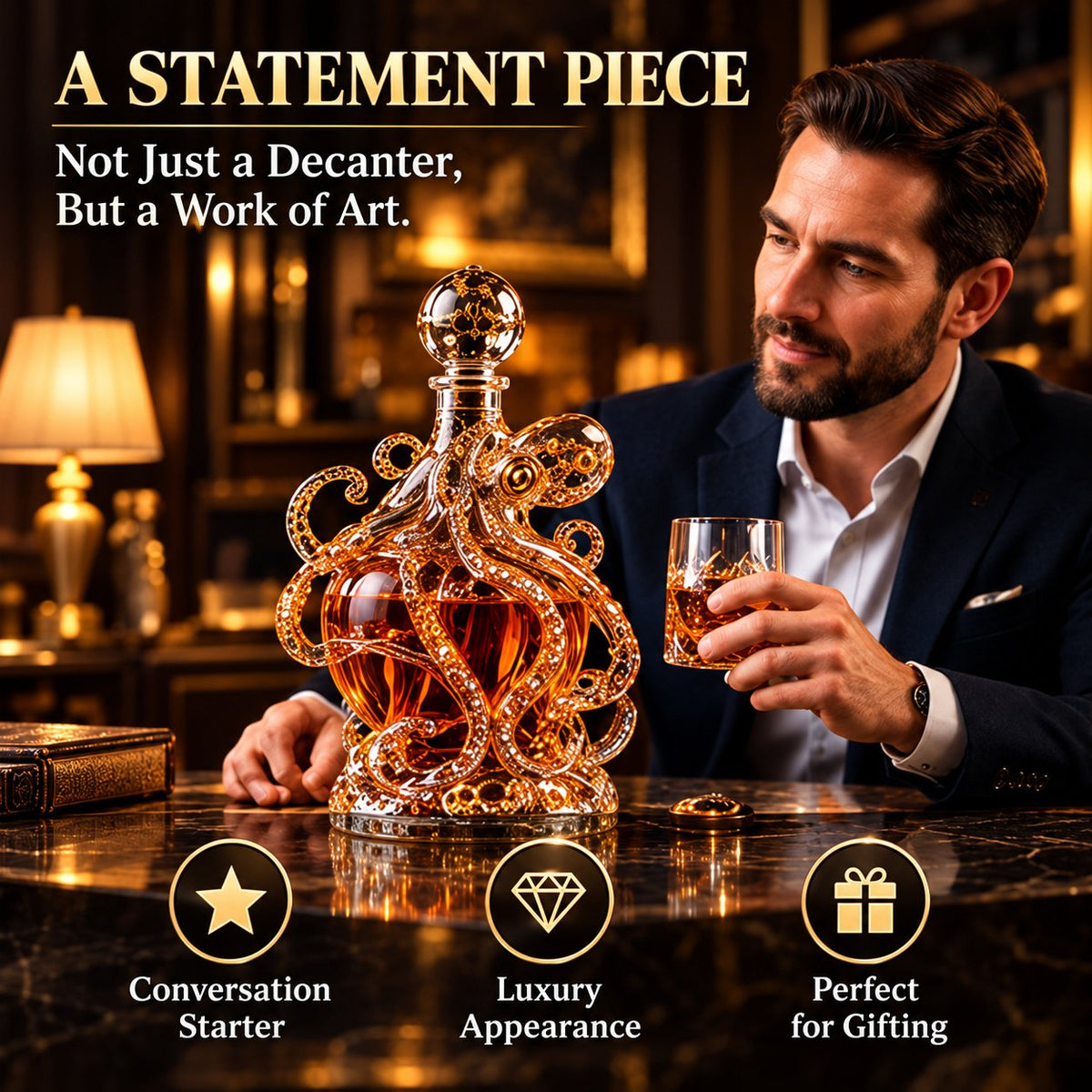 🐙 Octopus Decanter - Premium Crystal Glass Edition