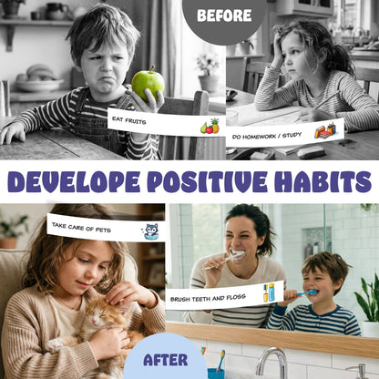 🧲 Kids Visual Routine & Chore Chart – Sliding Checklist with 120 Task Cards