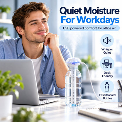 💧 Bottle-Top USB Humidifier Stick – Quiet, Portable Cool-Mist Aroma Diffuser ✨
