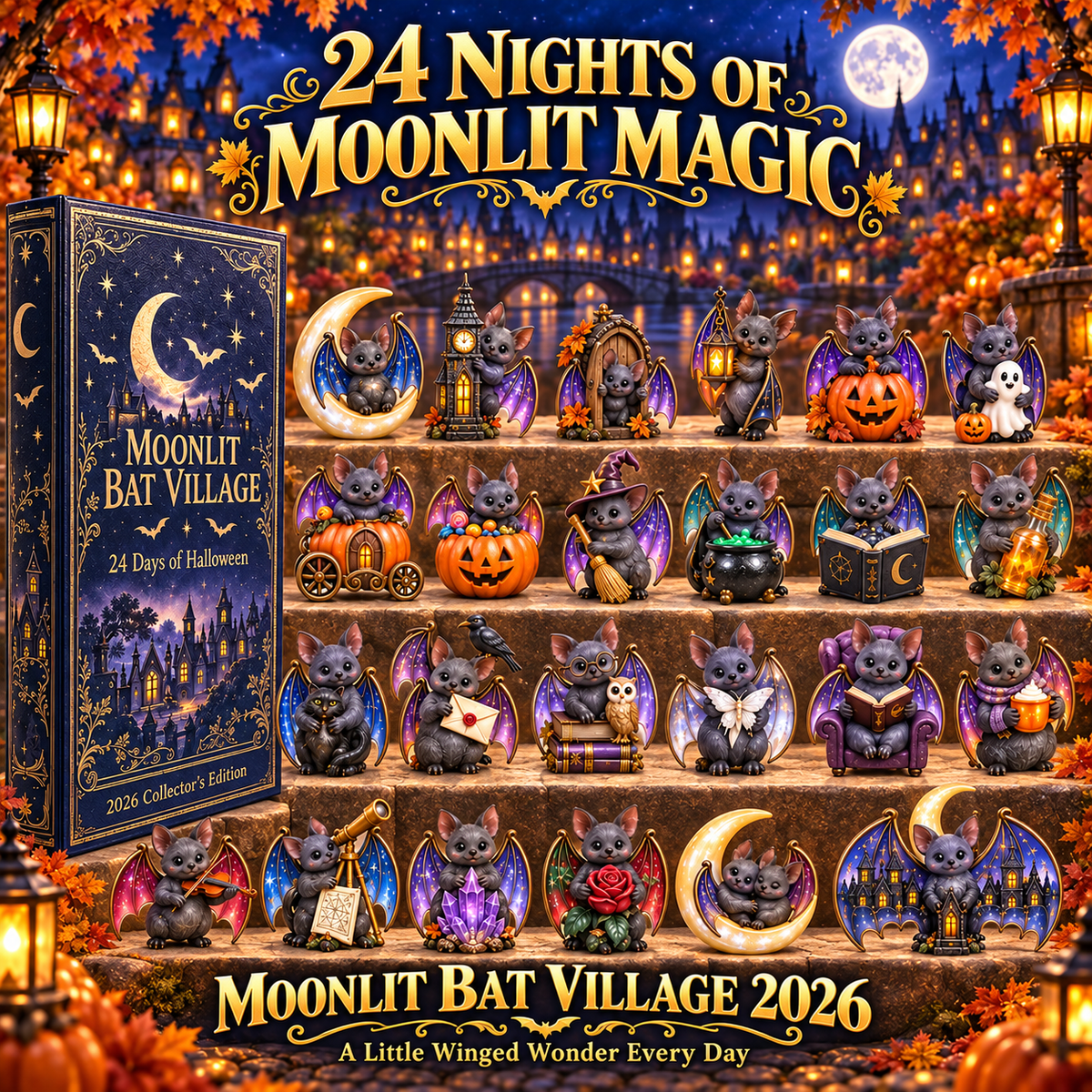 2026 Moonlit Bat Village Halloween Advent Calendar