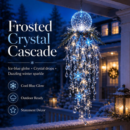 Crystal Cascade Christmas Hanging Light – Snowflake Crystal LED Porch Decor ✨❄️