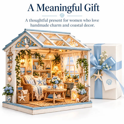 🌊 DIY Coastal Sunroom Miniature Kit | Warm LED Glow | Cozy Coastal Grandma Home Decor 🐚
