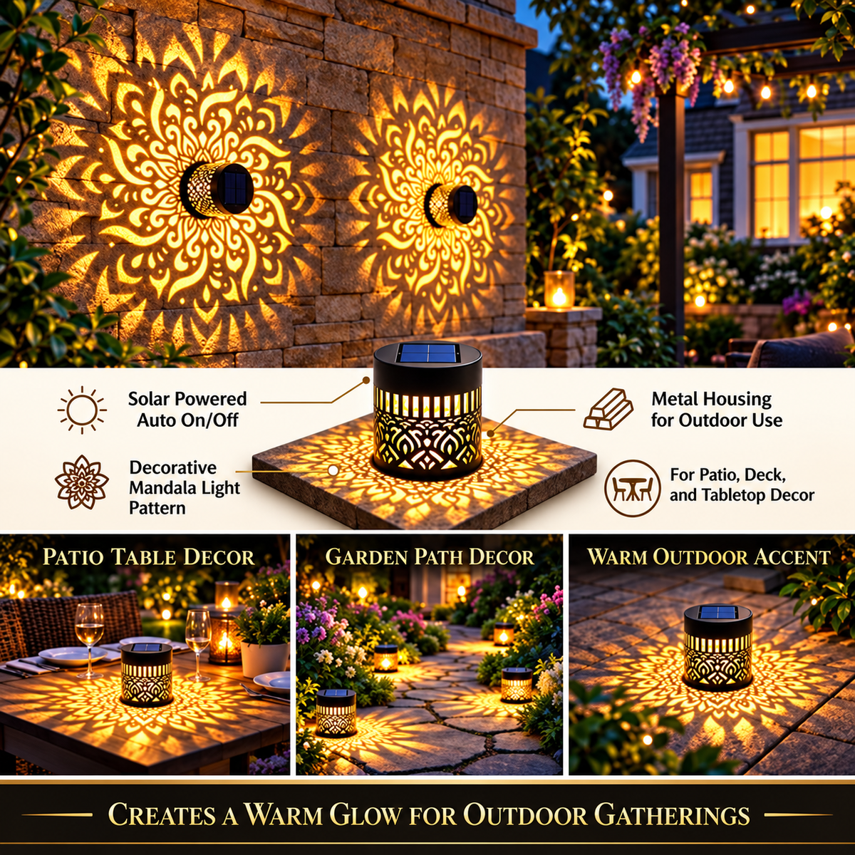 ☀️✨ Solar Mandala Fence Light – Decorative Outdoor Glow for Fences & Gardens