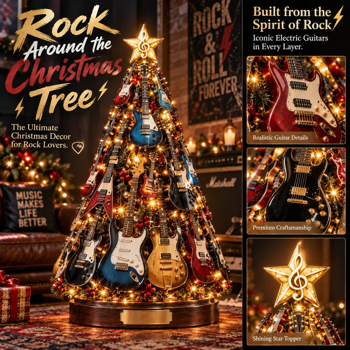 Free shipping——🔥 50% OFF 🎸 Musical Guitar Christmas Tree Light
