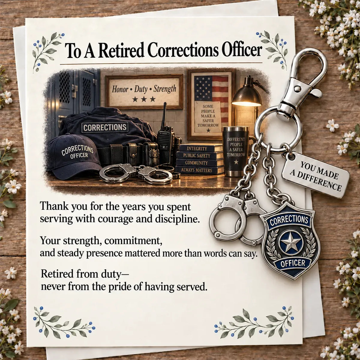 ✨ You Make a Difference Retirement Gift Set – Career Keychain & Matching Card