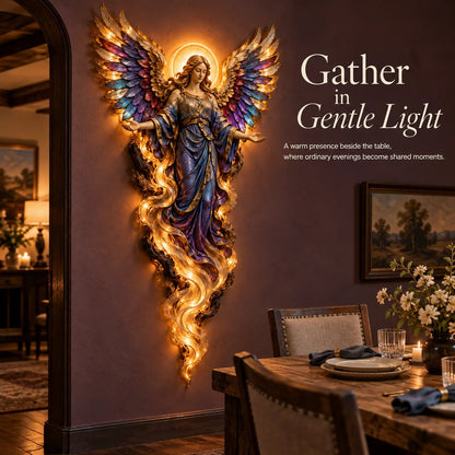 ✝️✨ Lighted Angel Wall Sculpture – Glowing Guardian Angel Decor, Christian Faith Gift & Home Blessing 🪽