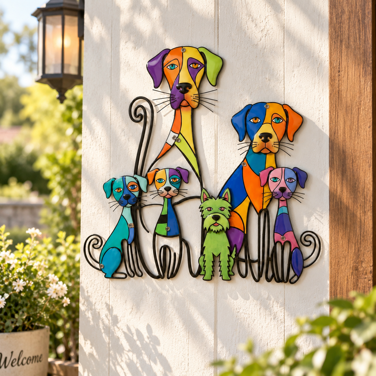 🐶🐾Colorful Dog Family Metal Wall Decor