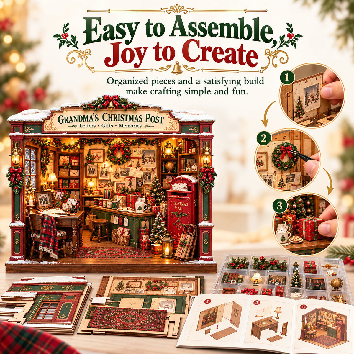 📮 Grandma’s Christmas Post DIY Miniature Kit 🎄 Cozy Vintage Holiday Scene