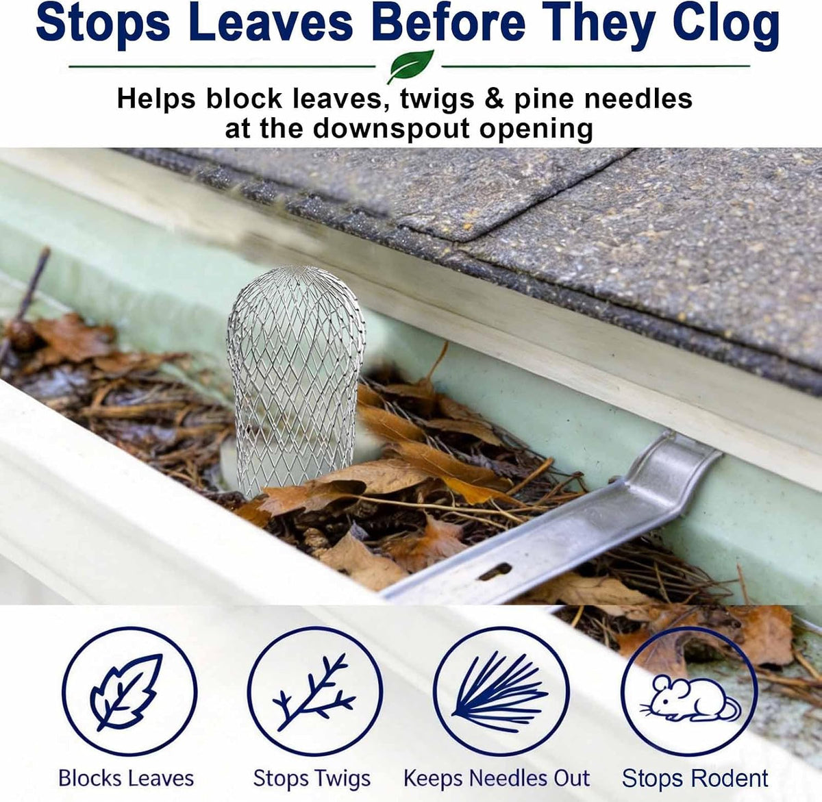 🍂 Aluminum Gutter Guard Filter – Anti-Clog Downspout Leaf & Debris Catcher