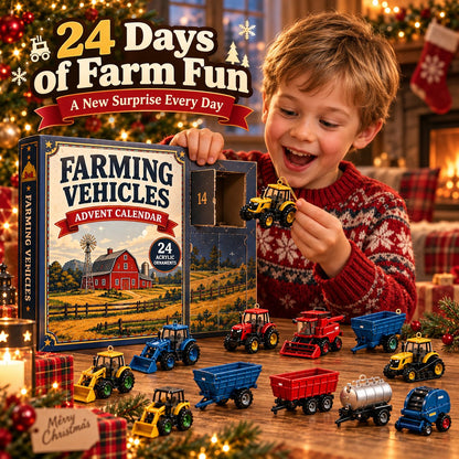 Farming Vehicles Advent Calendar & 24-Day Collector Edition Holiday Countdown Collectible for Farm Toy Fans, Desktop Display & Christmas Gift
