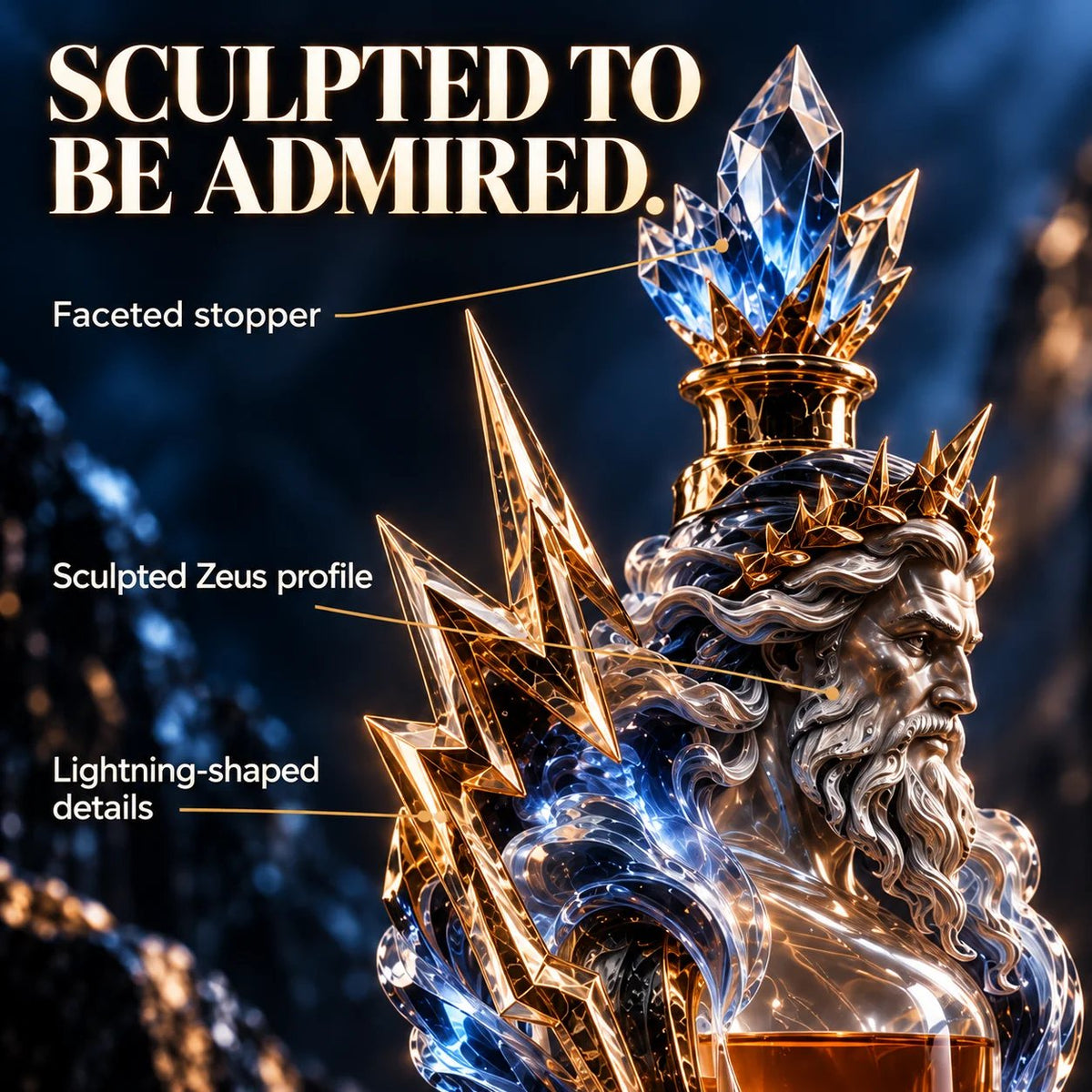 ⚡ Zeus Thundercrown Whiskey Decanter – Sculptural Bar Centerpiece
