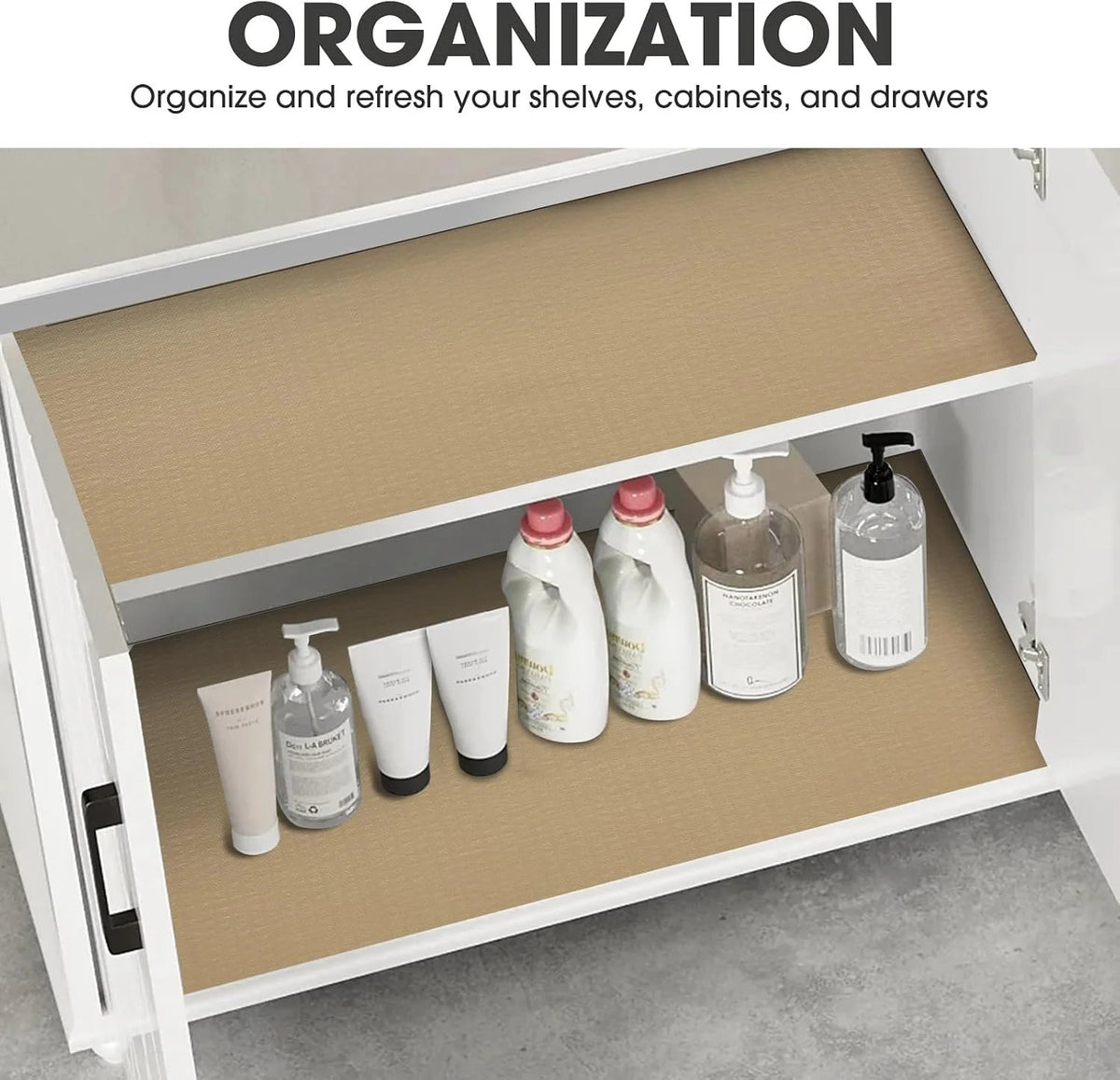 Drawer and Shelf Liner for Kitchen Cabinets, Beige, 12IN X 20FT