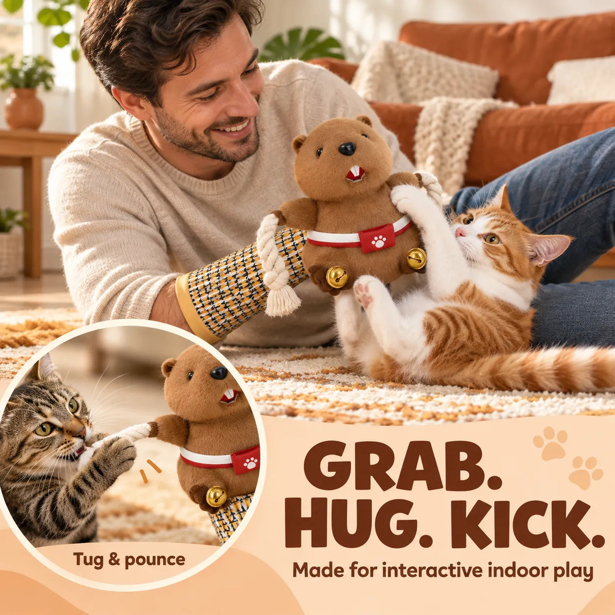 🤼‍♂️ Cat Wrestling Glove Toy [Catnip Pocket Included] - Safe, Interactive Play for Your Feline!