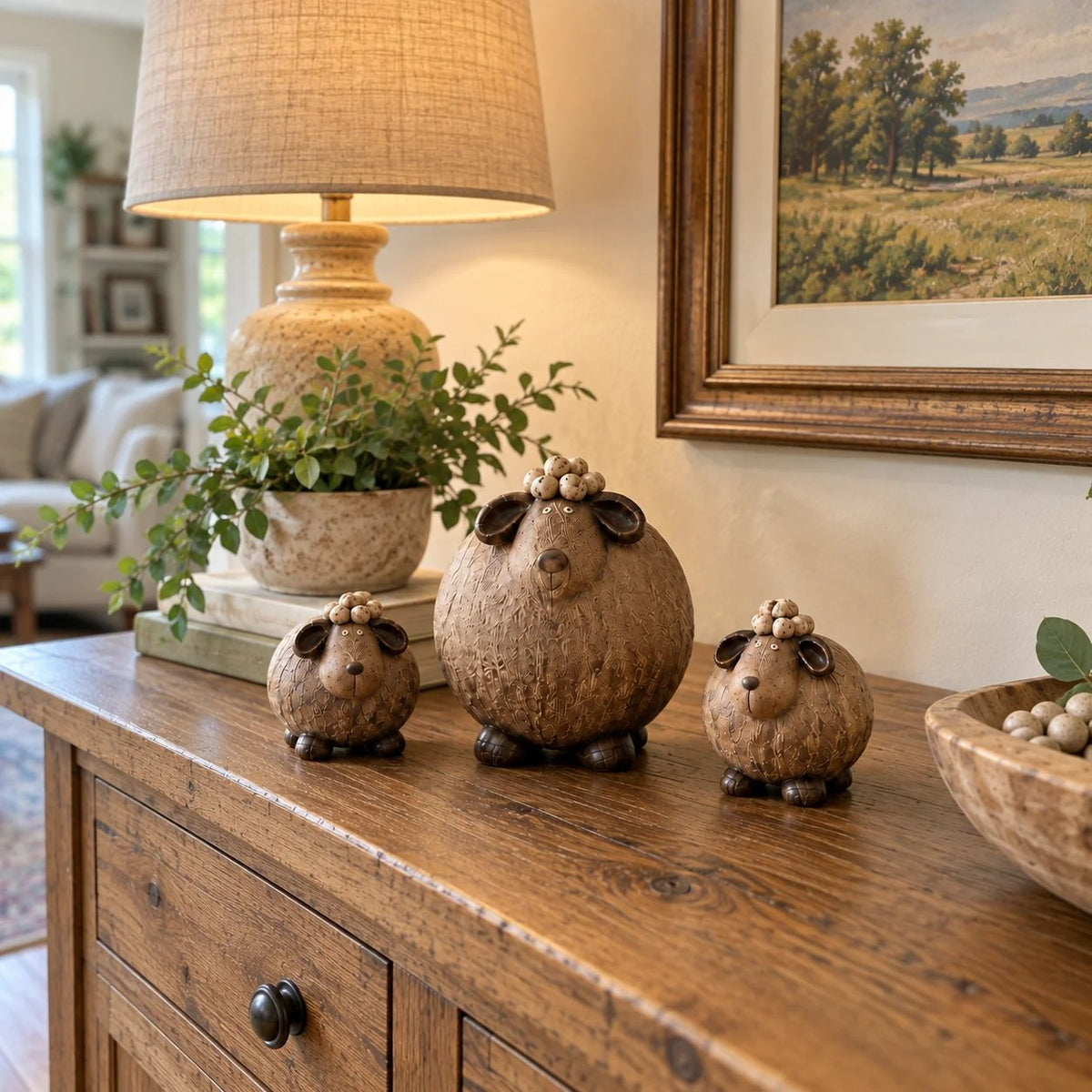 🔥Little Woolly Family™ – Whimsical Rustic Sheep Figurines, Set of 3