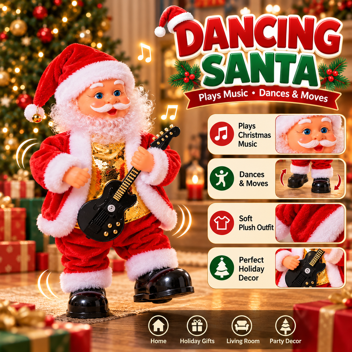 🎅🍑 Butt-Wiggling Dancing Santa – Musical Christmas Toy & Hilarious Holiday Decor