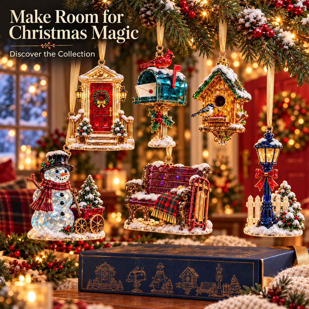 Home for Christmas – Vintage Winter Scene Ornaments in 6 Charming Designs