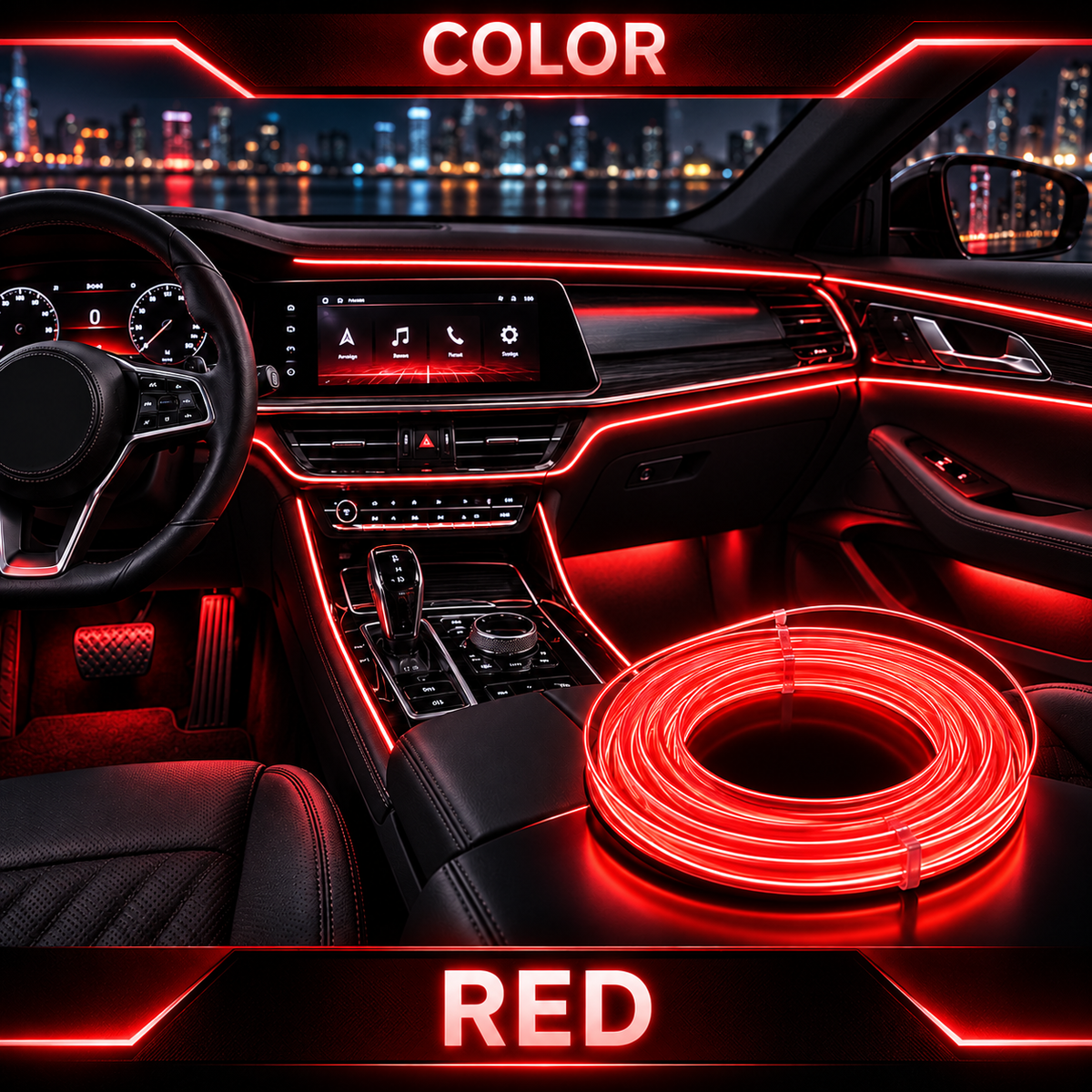 🚗✨ Car Interior LED Strip Lights – Ultra-Slim Ambient Lighting in 9 Colors