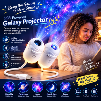 🌌 Starry Sky Projector Night Light – USB-Powered Ambient Lighting for Bedrooms & Nurseries ✨